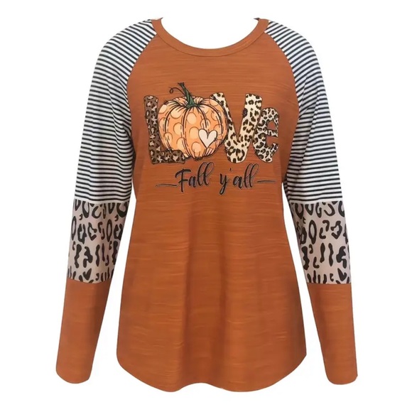 Pumpkin Chic LOVE Print Long Sleeve Tee - Picture 1 of 8